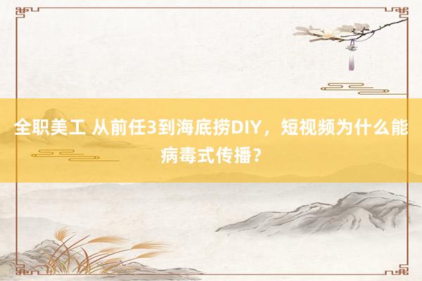 全职美工 从前任3到海底捞DIY，短视频为什么能病毒式传播？