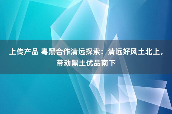 上传产品 粤黑合作清远探索：清远好风土北上，带动黑土优品南下